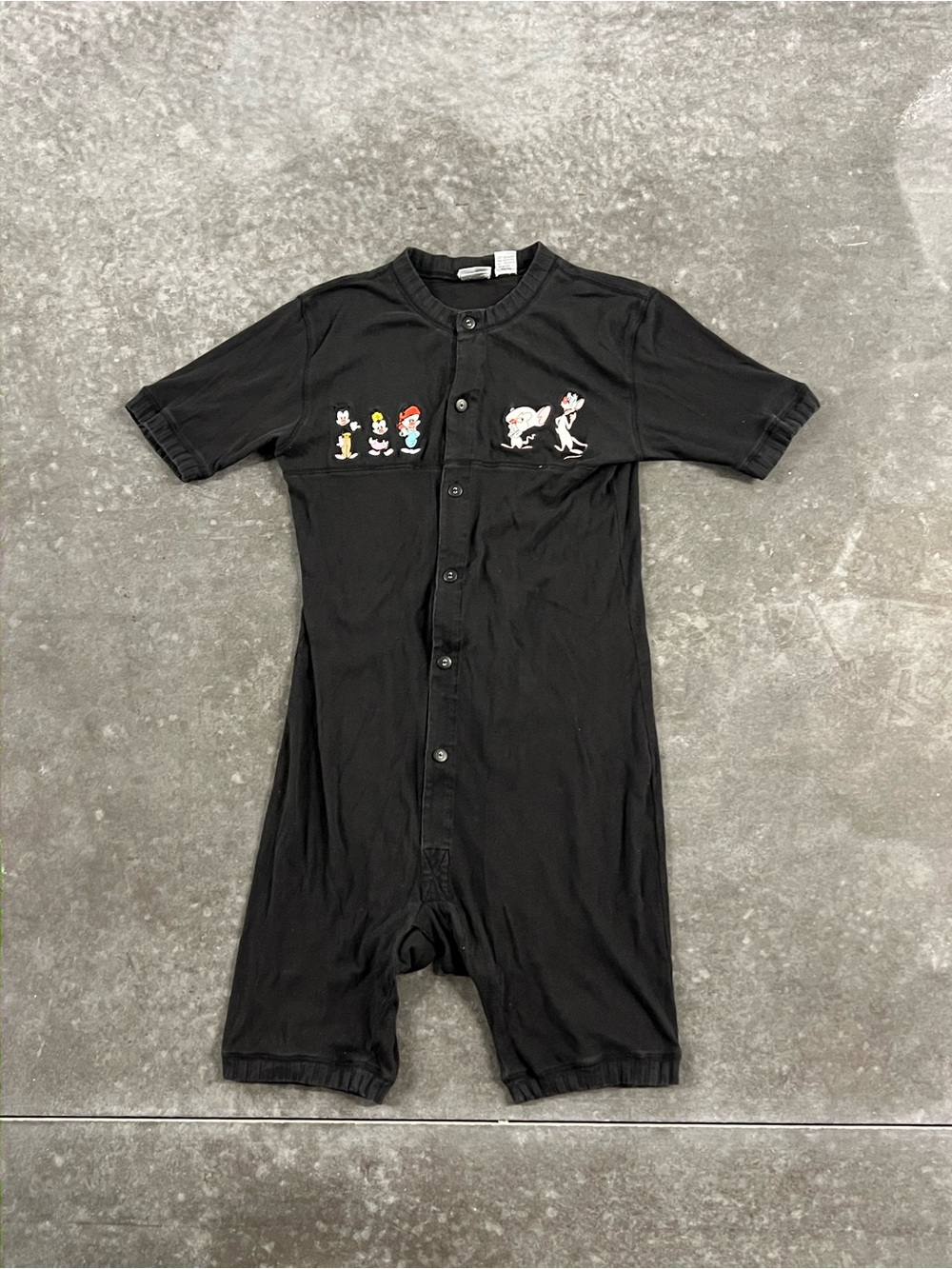Vintage 1995 Animaniacs Warner Bros Black Button-Up Romper